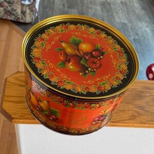Vintage Red Fruit Decorative Tin Canister